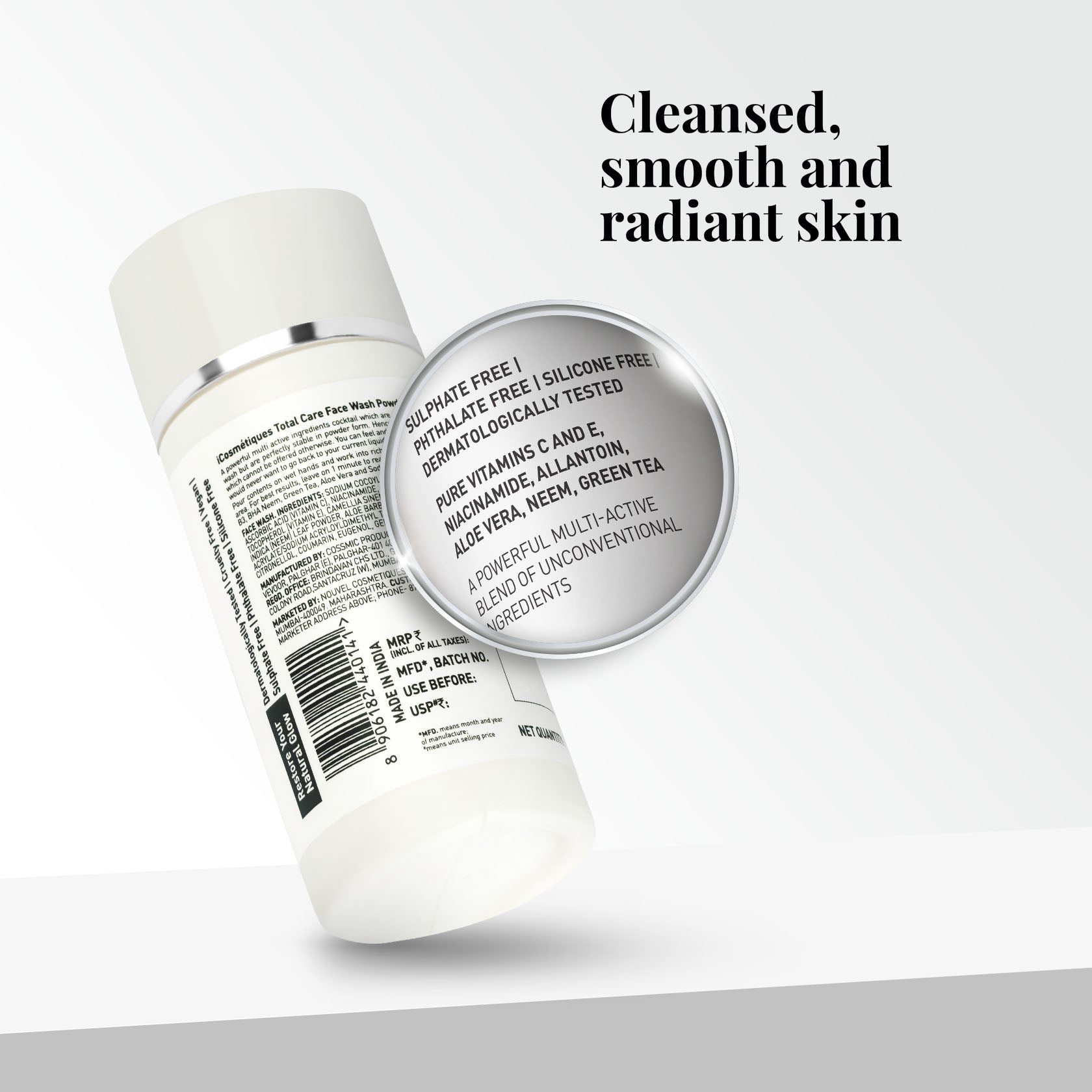 Face wash powder containe