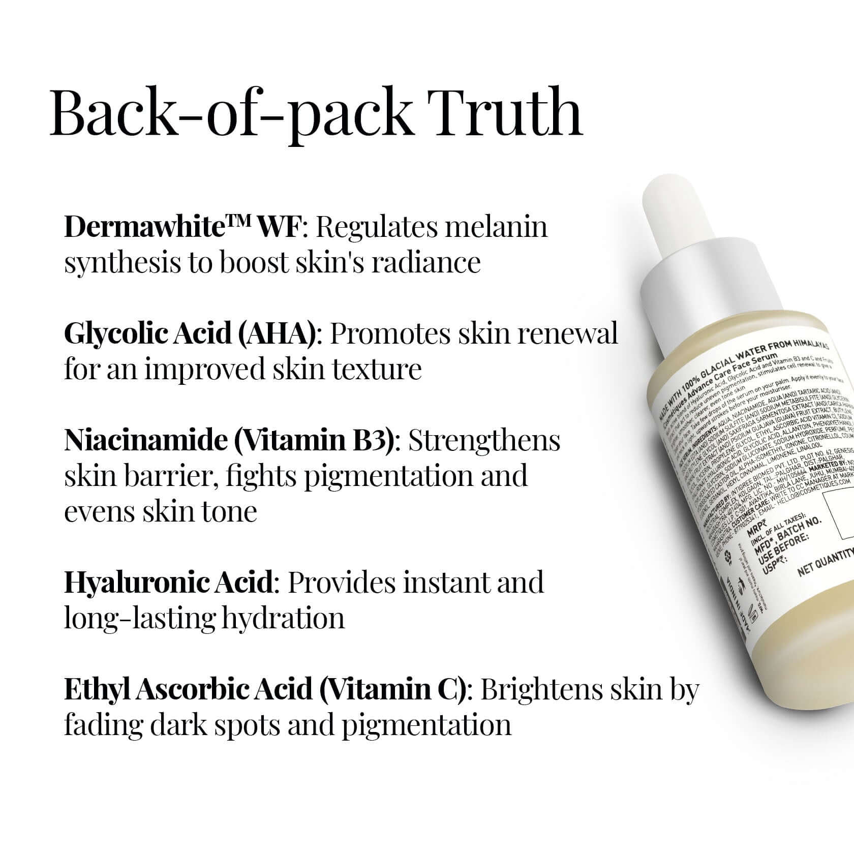 Advance Care Radiant Glow Serum bottle and ingredients