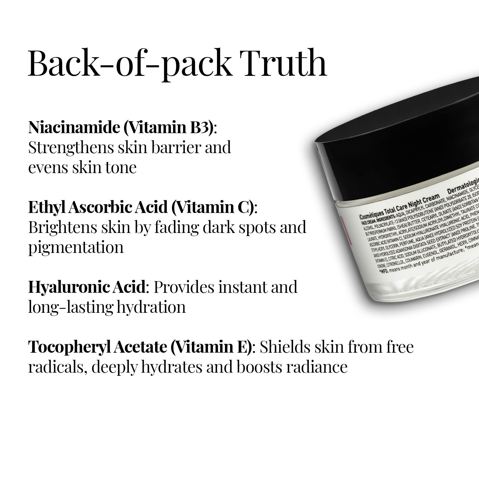 iCosmetiques Night Cream ingredients list